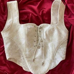 WHITE JACQUARD CORSET TOP 🤍SOLD ON DEPOP